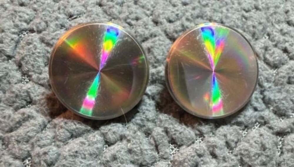 Vintage Mid Century Holographic Iridescent Clip-On Earrings